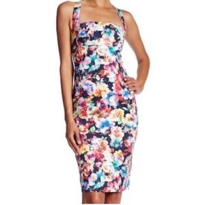 Black‎ Halo Bryson Floral Halter Sheath Dress Women’s Size 6 Multicolor